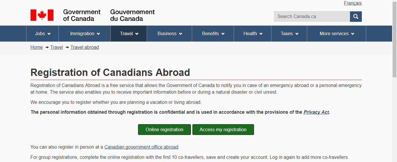 register canadians abroad