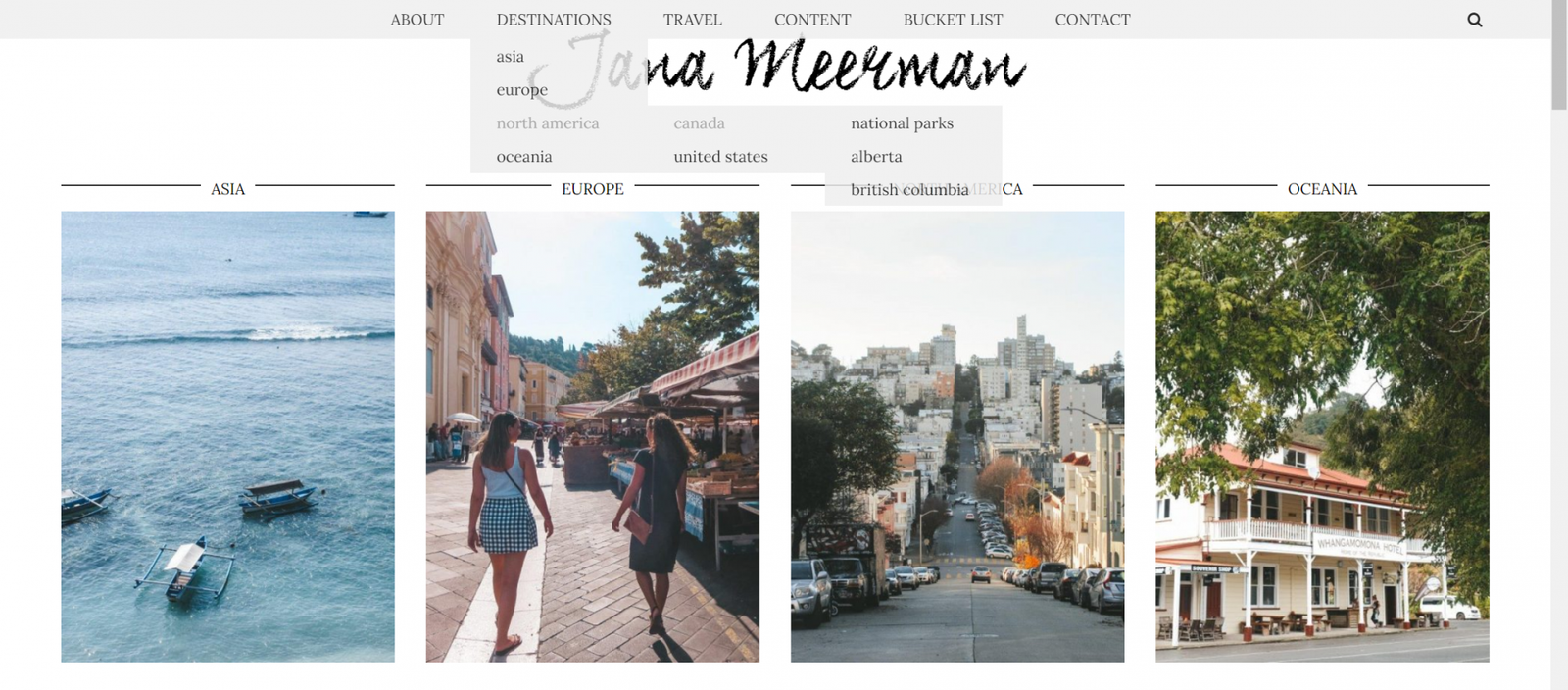 jana meerman website menu