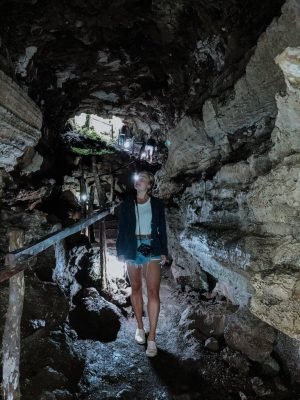 jana meerman lava tunnel santa cruz island galapagos