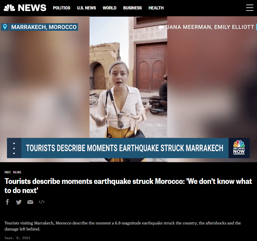 jana meerman morocco marrakech earthquake september 2023