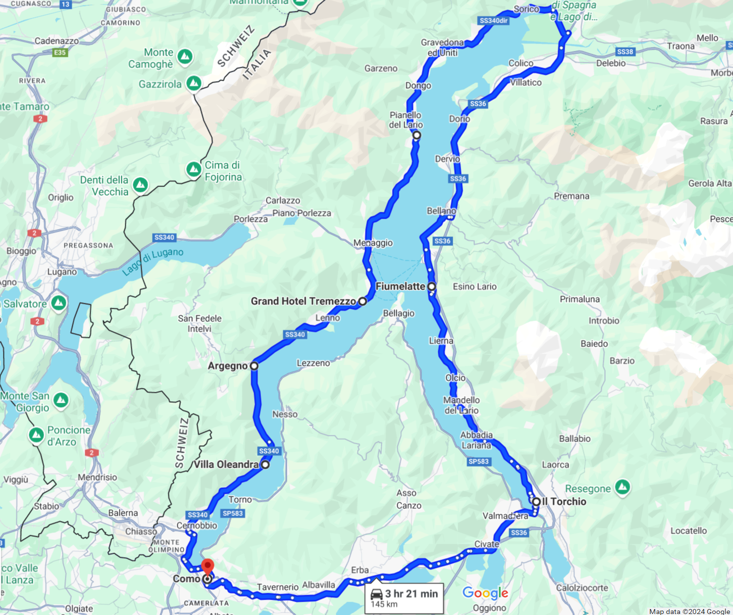 jana meerman lake como driving route italy maps