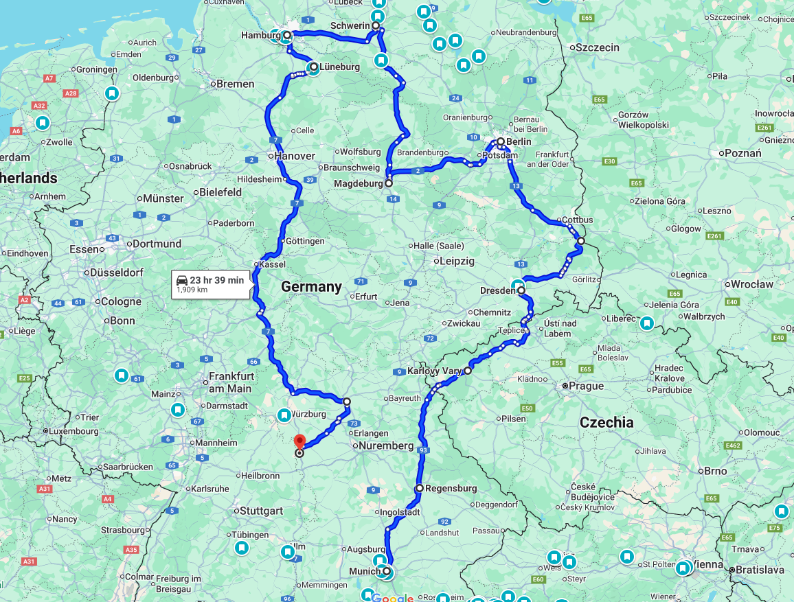 jana meerman eastern germany roadtrip route google maps