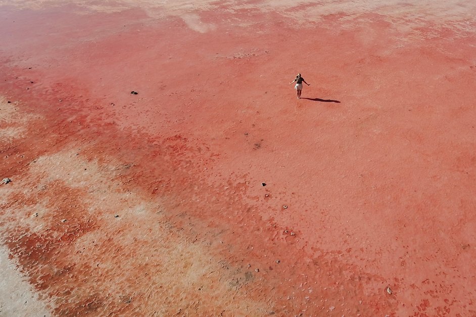 jana meerman hutt lagoon pink lake drone australia-2